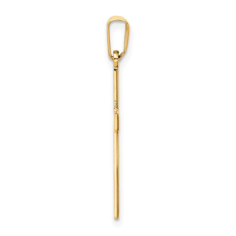 14k Yellow Gold Polished Laser Etched Cross Charm