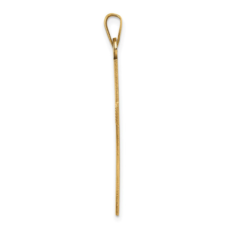 14k Yellow Gold Laser Etched Cross Charm