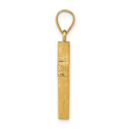 14k Yellow Gold Epoxy Latin Cross Pendant