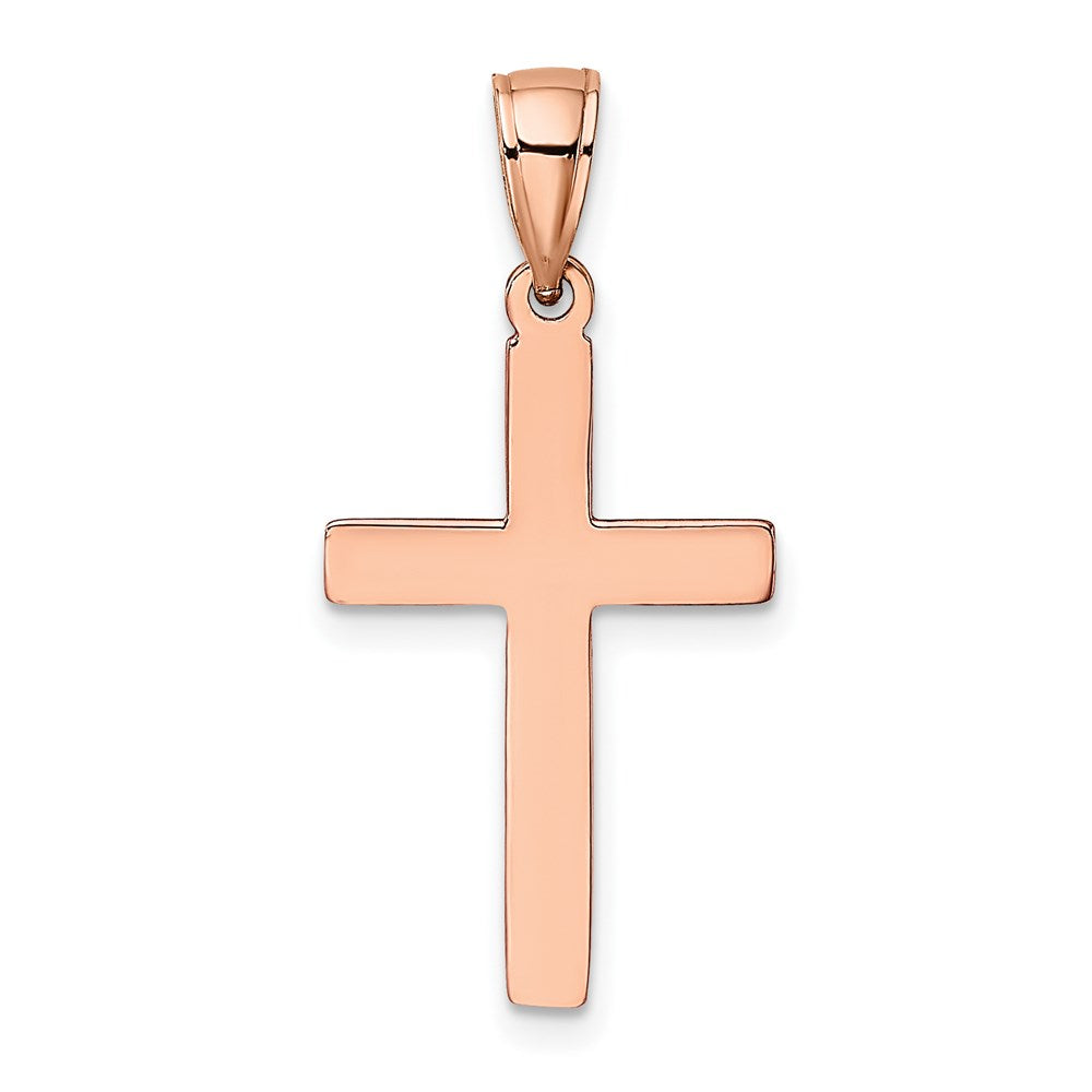 14k Rose Gold Polished Beveled Cross Charm