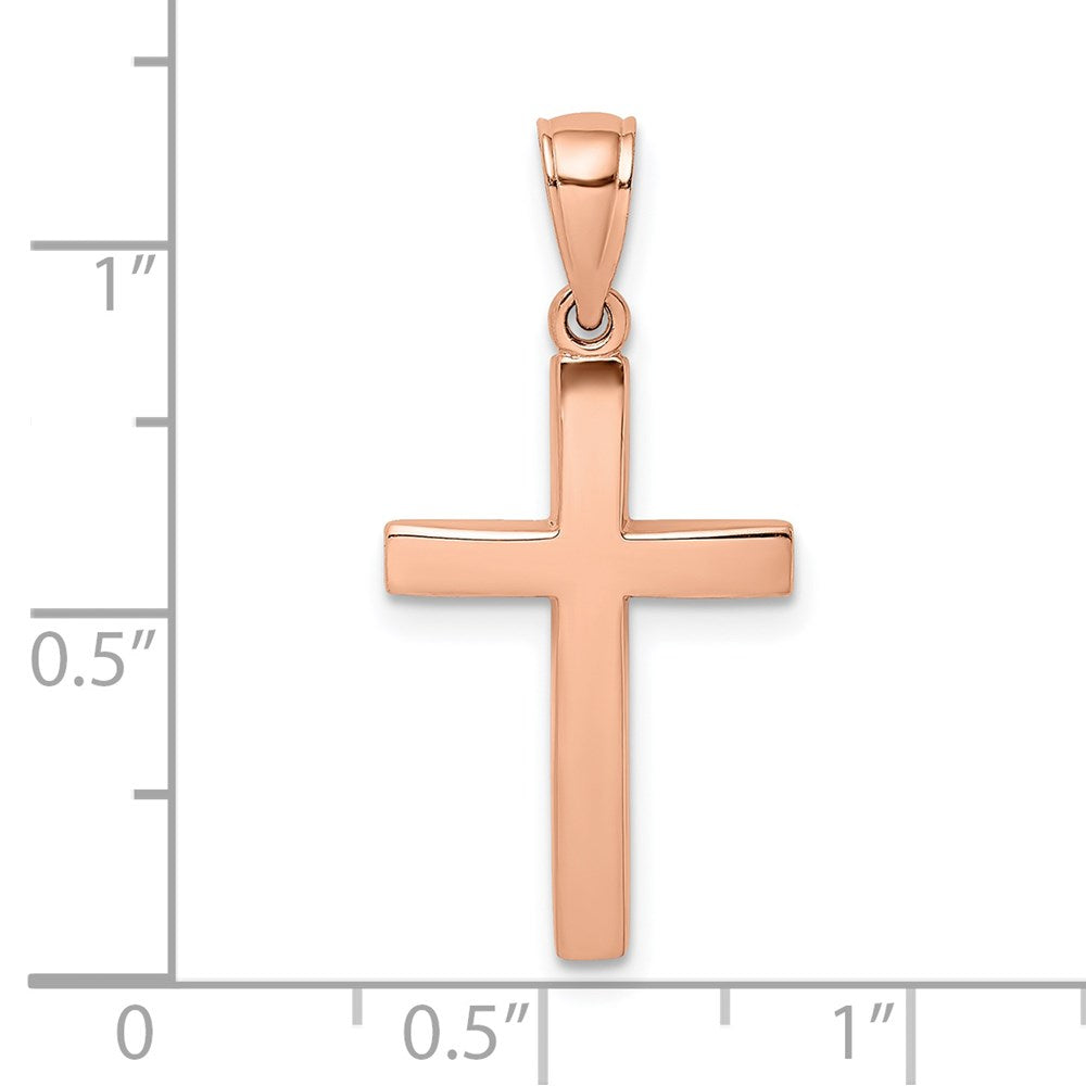 14k Rose Gold Polished Beveled Cross Charm