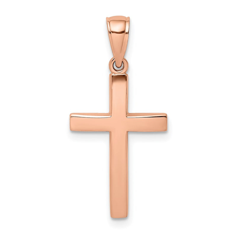 14k Rose Gold Polished Beveled Cross Charm