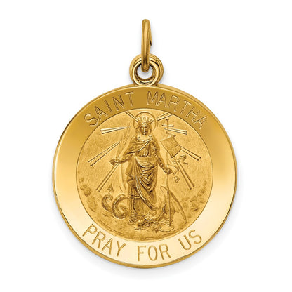 14k Yellow Gold Saint Martha Medal Pendant