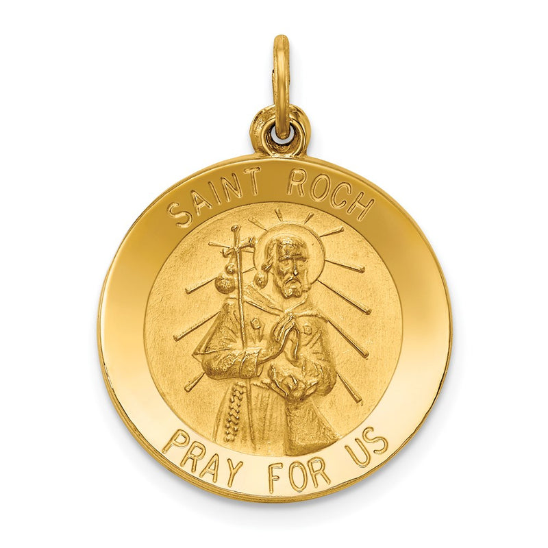 14k Yellow Gold Saint Roch Medal Pendant