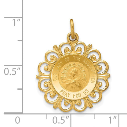 14k Yellow Gold Our Lady Of The Assumption Medal Pendant