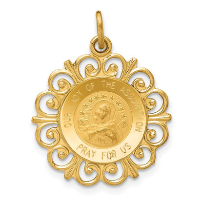 14k Yellow Gold Our Lady Of The Assumption Medal Pendant
