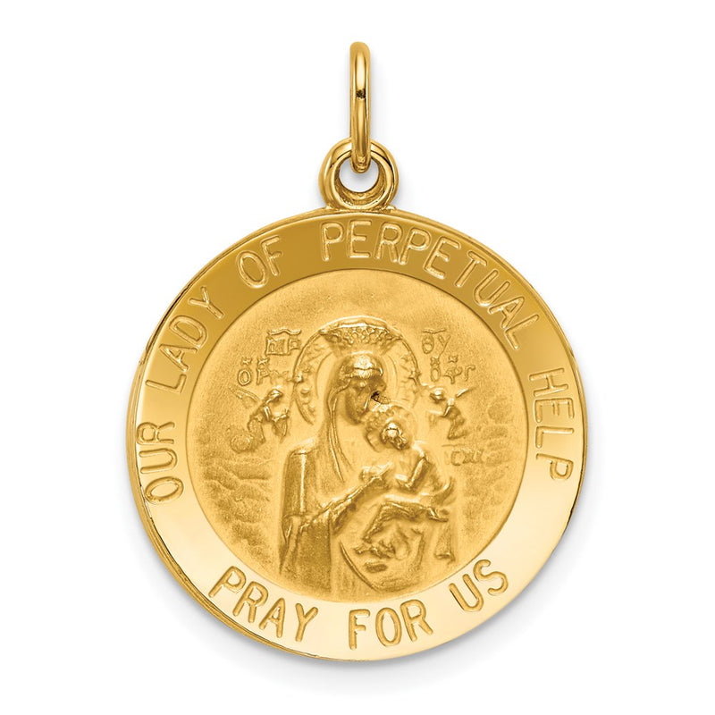 14k Yellow Gold Our Lady of Perpetual Help Medal Pendant