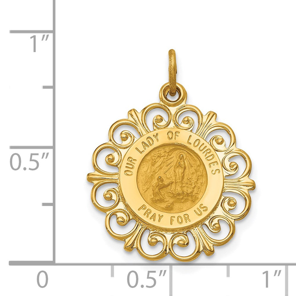 14k Yellow Gold Our Lady of Lourdes Medal Pendant