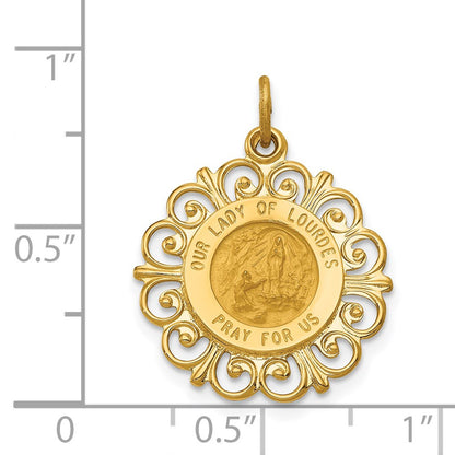 14k Yellow Gold Our Lady of Lourdes Medal Pendant