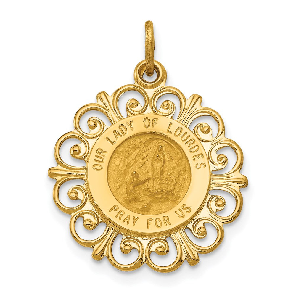 14k Yellow Gold Our Lady of Lourdes Medal Pendant