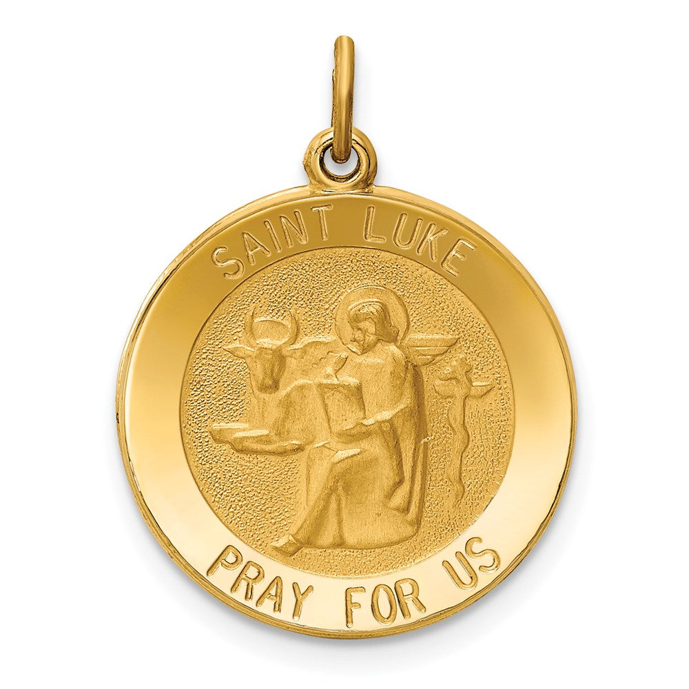 14k Yellow Gold Saint Luke Medal Pendant