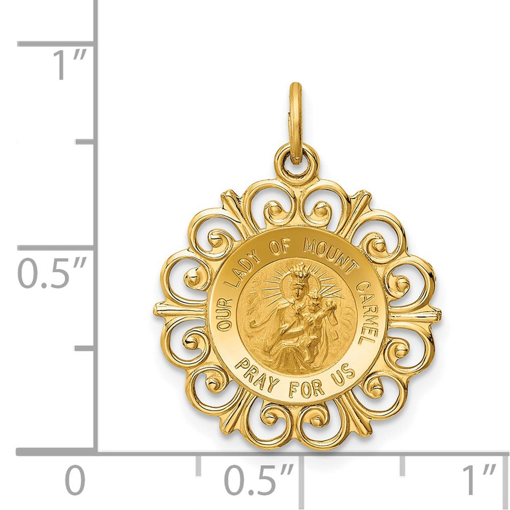14k Yellow Gold Our Lady of Mt. Carmel Medal Charm