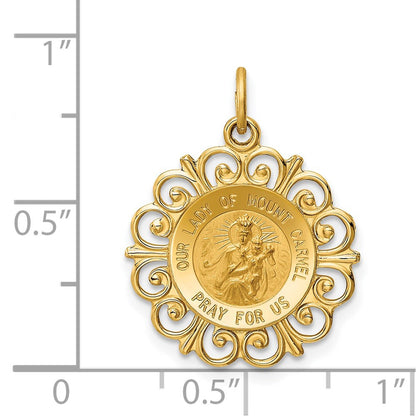 14k Yellow Gold Our Lady of Mt. Carmel Medal Charm
