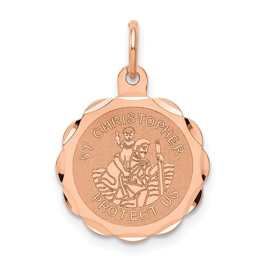 14k Rose Gold Saint Christopher Medal Charm