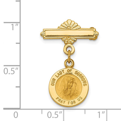 14k Yellow Gold Our Lady of Sorrows Medal Pin