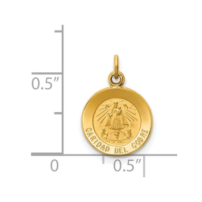 14k Yellow Gold Caridad Del Cobre Medal Charm