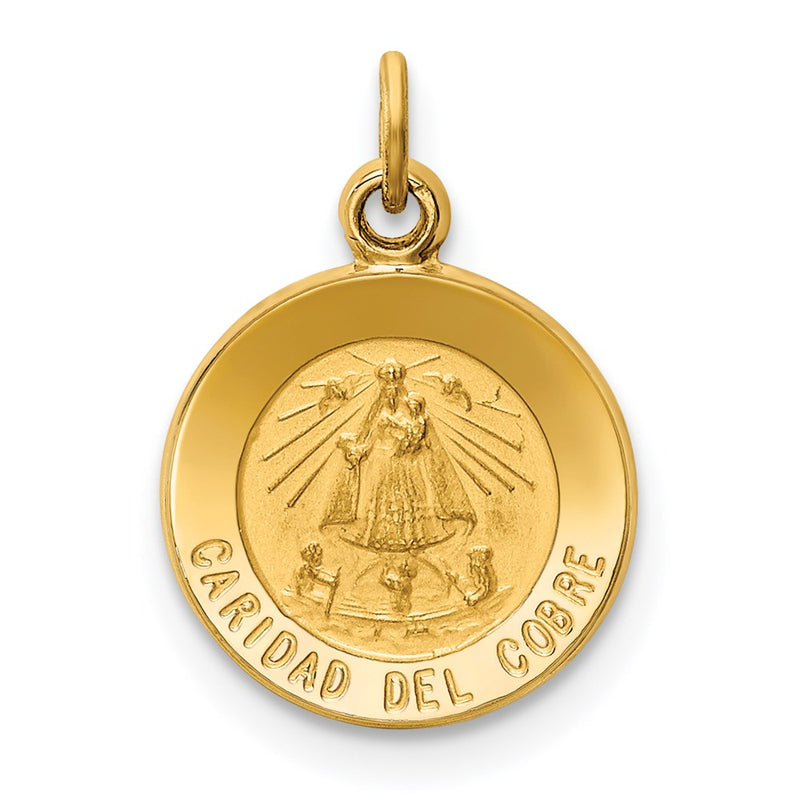 14k Yellow Gold Caridad Del Cobre Medal Charm