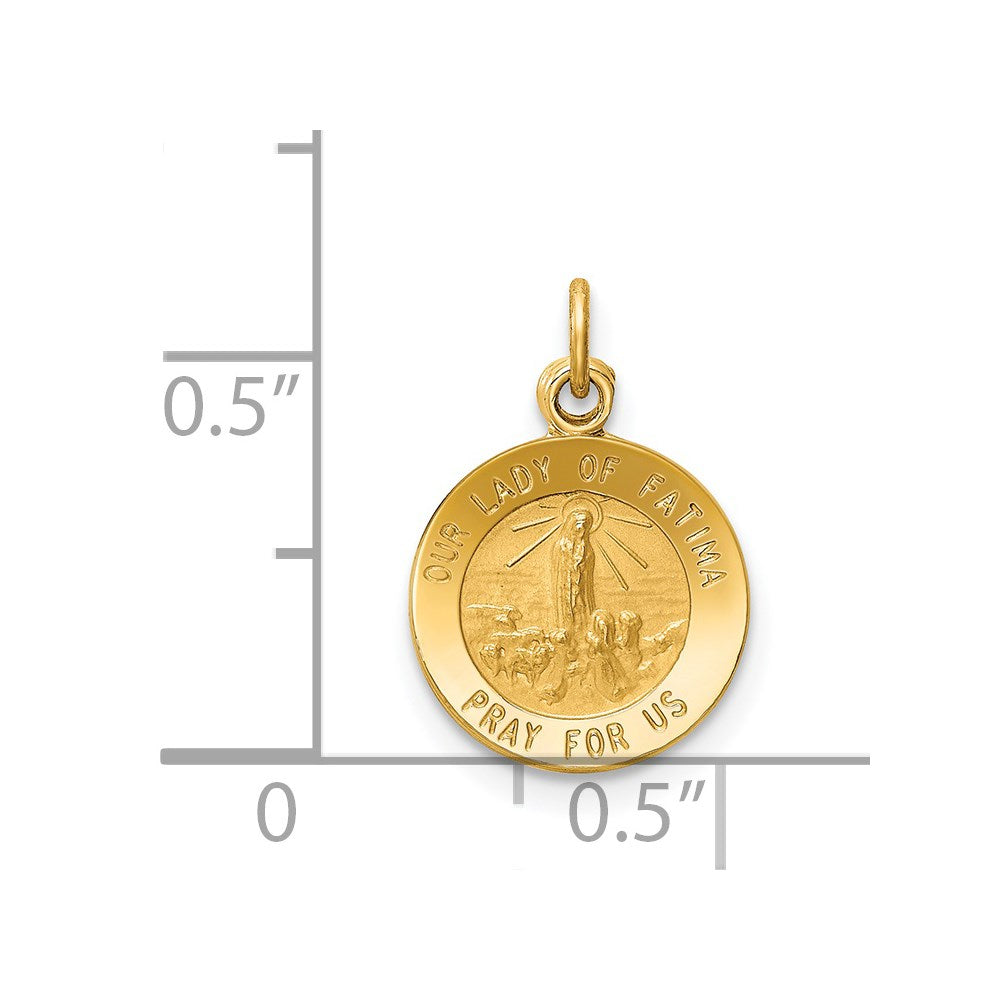 14k Yellow Gold Our Lady of Fatima Medal Charm