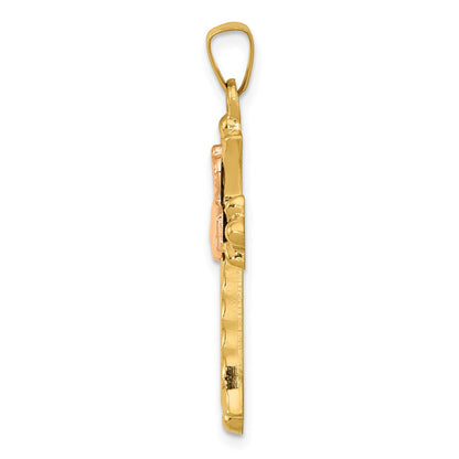 14k Two-tone Gold Two-tone Gold Claddagh Cross Pendant