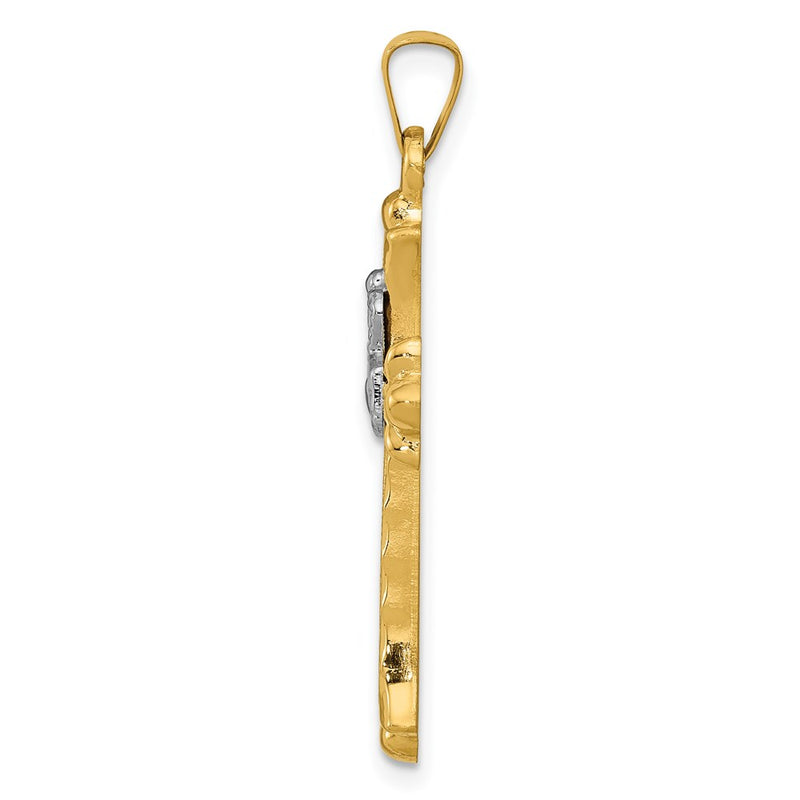 14k Two-tone Gold Claddagh Cross Pendant