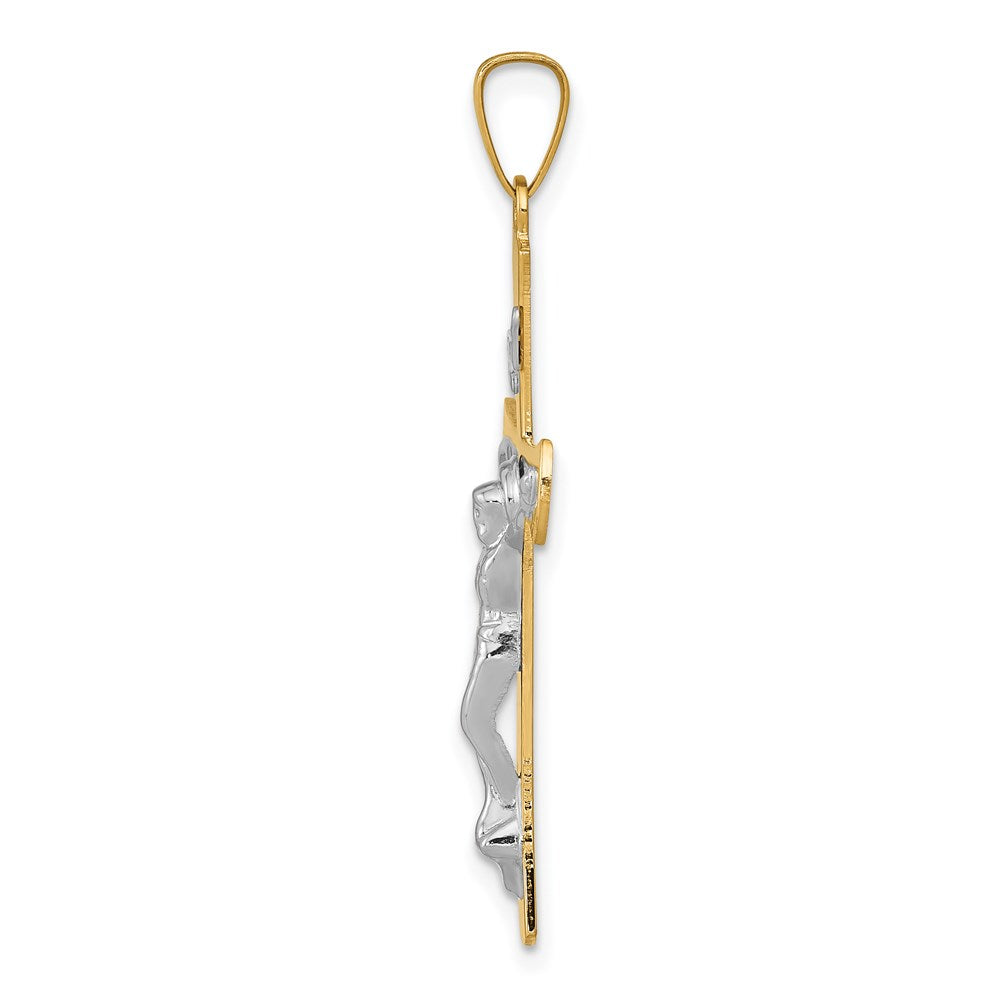 14k Two-tone Gold INRI Crucifix Pendant