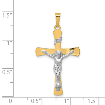 14k Two-tone Gold INRI Crucifix Pendant