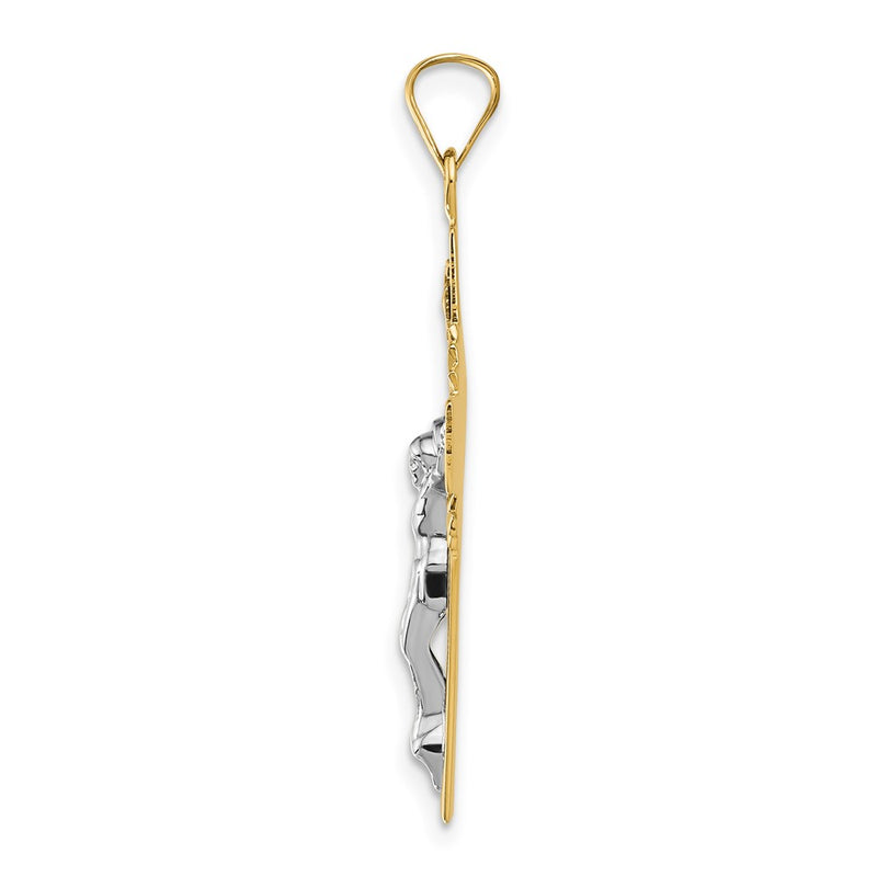 14k Two-tone Gold INRI Crucifix Pendant