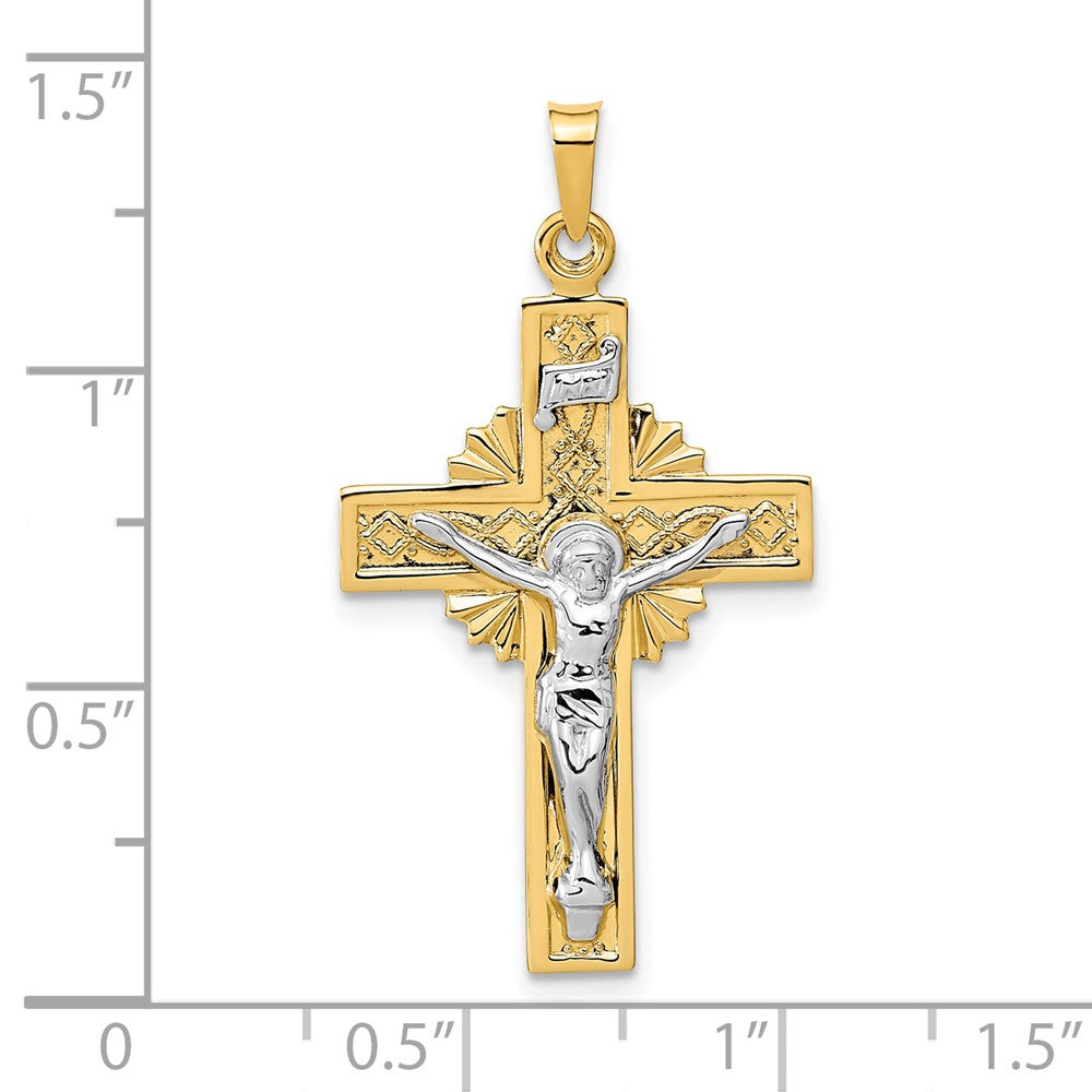 14k Two-tone Gold INRI Crucifix Pendant