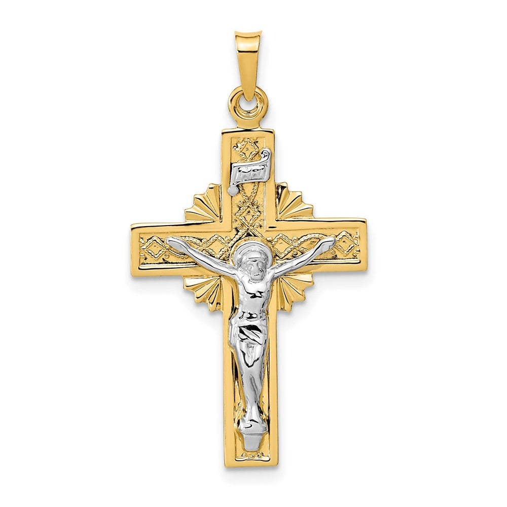 14k Two-tone Gold INRI Crucifix Pendant