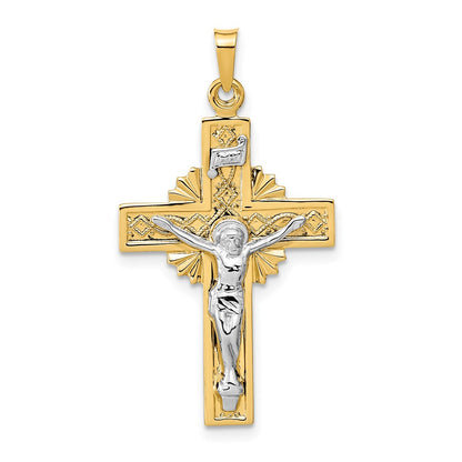 14k Two-tone Gold INRI Crucifix Pendant