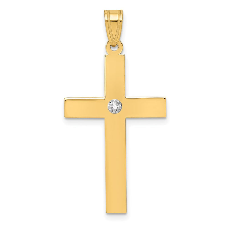 14k Polished .02ct. Diamond Cross Pendant