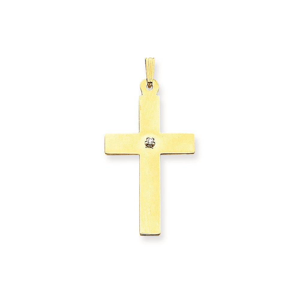 14k Yellow Gold Polished .03ct. Diamond Cross Pendant