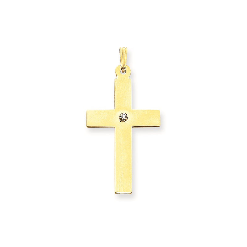 14k Yellow Gold Polished .03ct. Diamond Cross Pendant