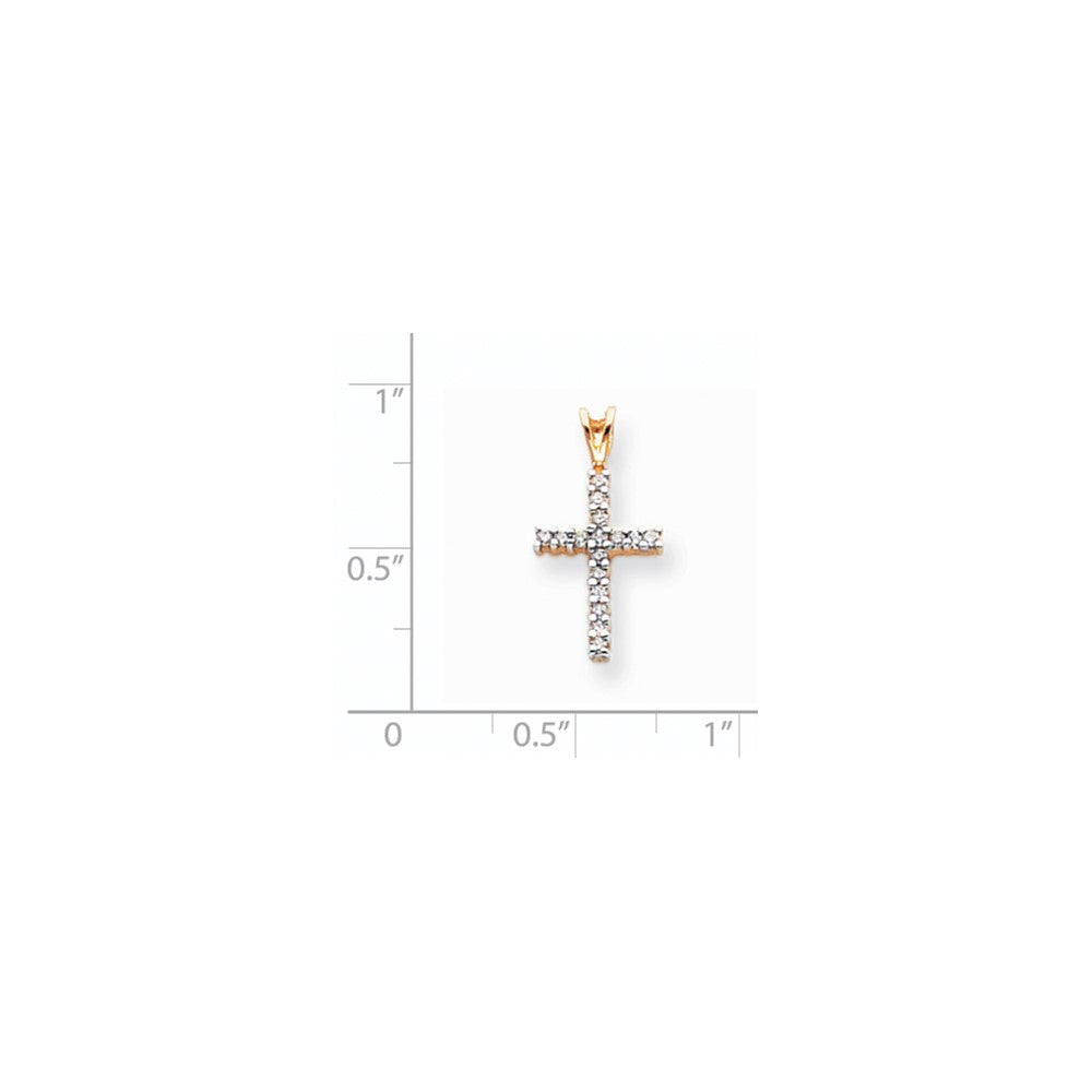 14k Yellow & Rhodium Gold & Rhodium Diamond Latin Cross Pendant