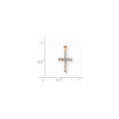 14k Yellow & Rhodium Gold & Rhodium Diamond Latin Cross Pendant