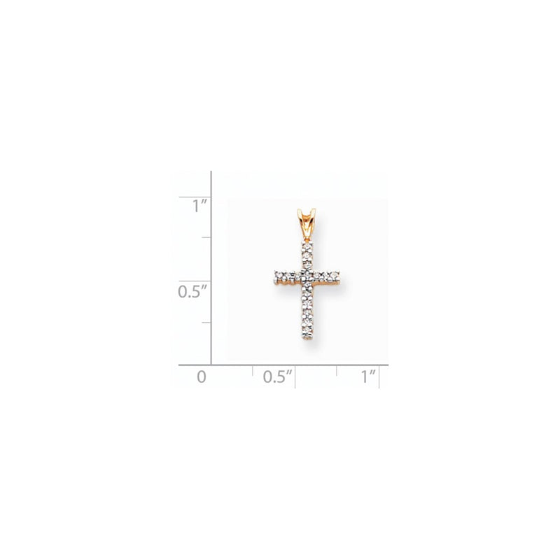 14k Yellow & Rhodium Gold & Rhodium Diamond Latin Cross Pendant