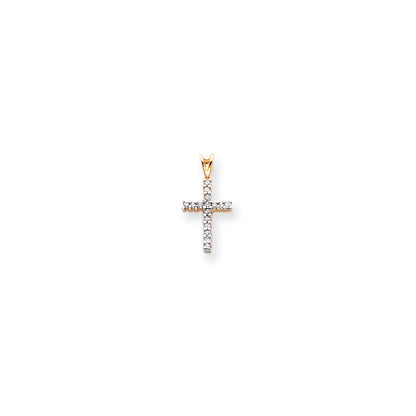14k Yellow & Rhodium Gold & Rhodium Diamond Latin Cross Pendant
