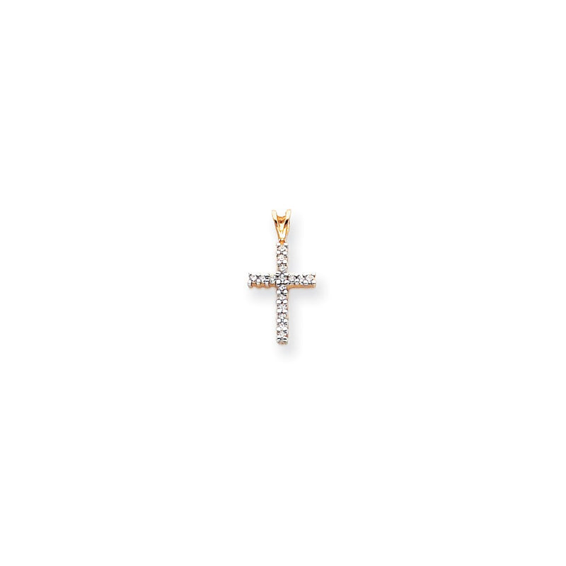 14k Yellow & Rhodium Gold & Rhodium Diamond Latin Cross Pendant