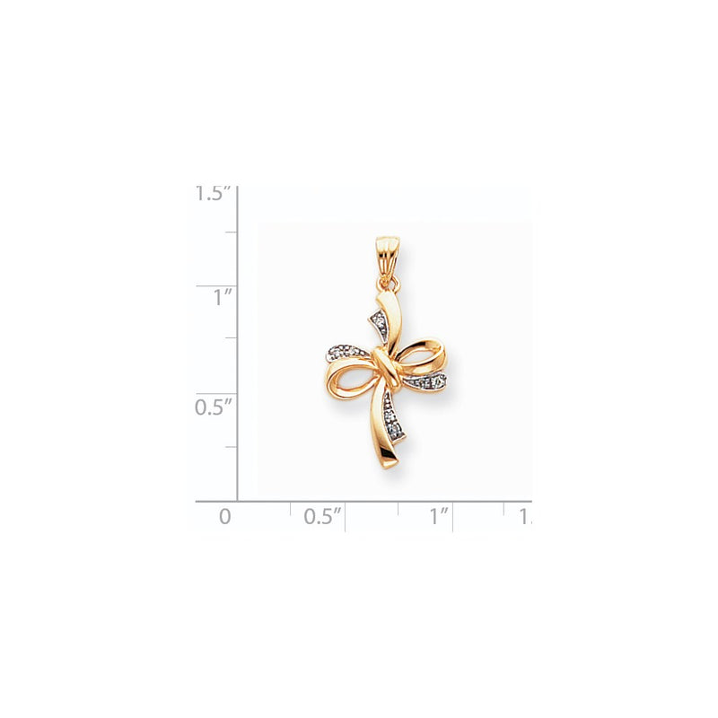 14k Yellow & Rhodium Gold & Rhodium Diamond Cross Pendant
