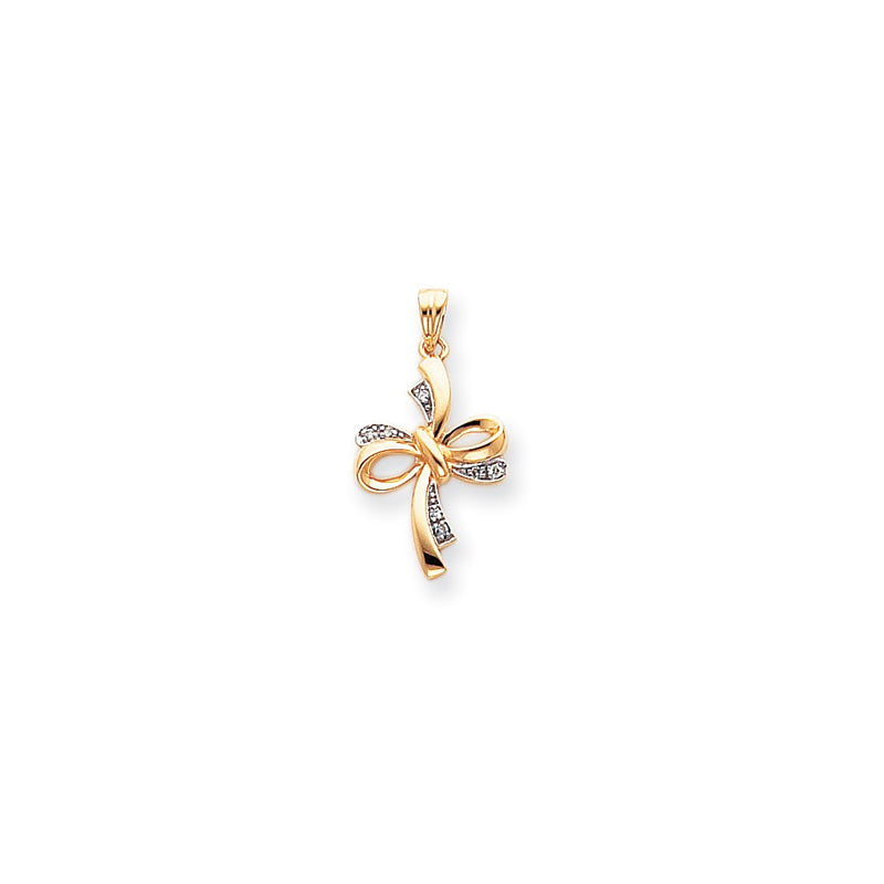 14k Yellow & Rhodium Gold & Rhodium Diamond Cross Pendant