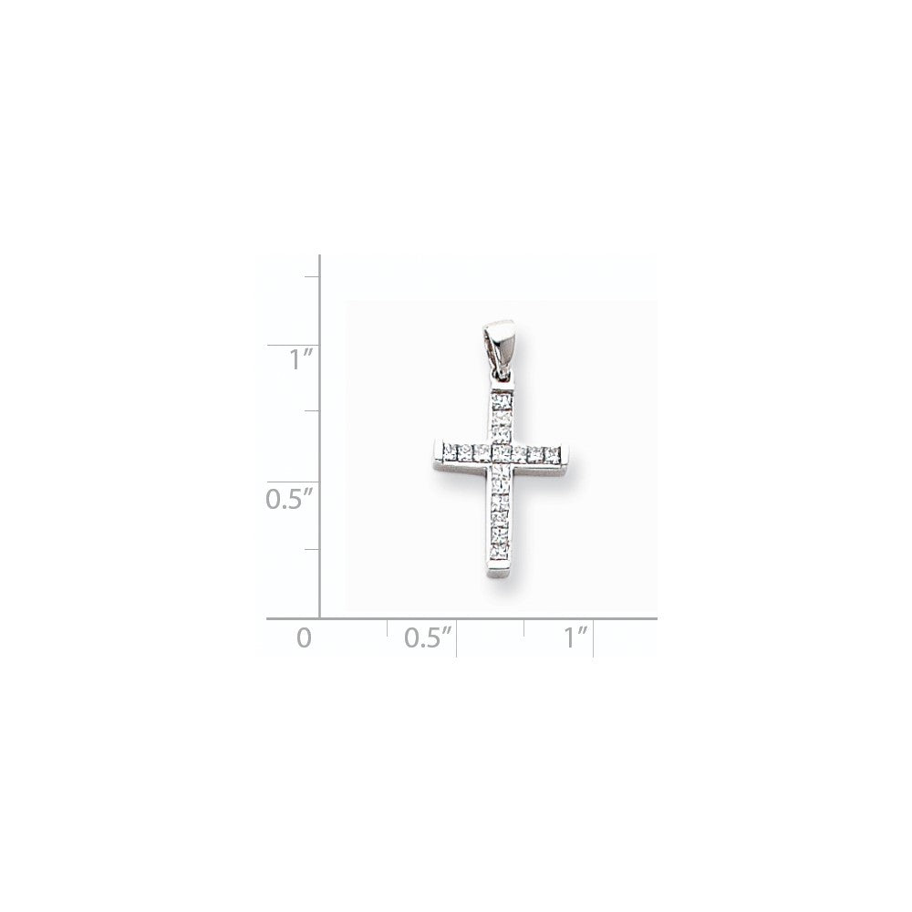 14k White Gold Diamond Latin Cross Pendant