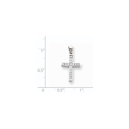 14k White Gold Diamond Latin Cross Pendant