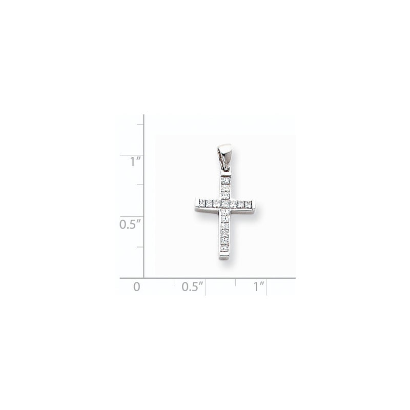 14k White Gold Diamond Latin Cross Pendant