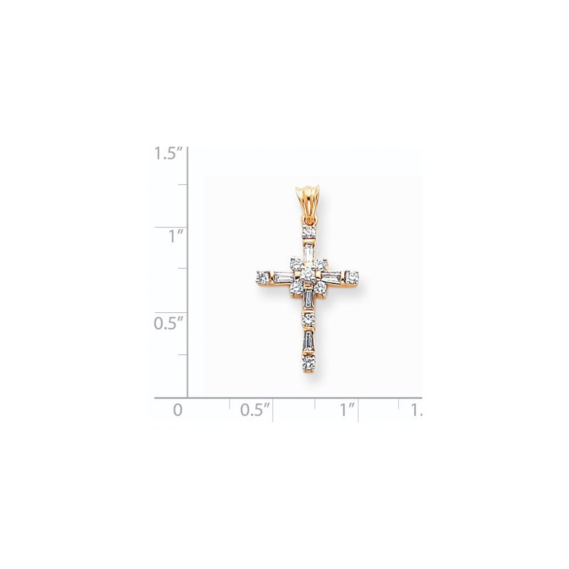 14k and Rhodium Diamond Cross Pendant