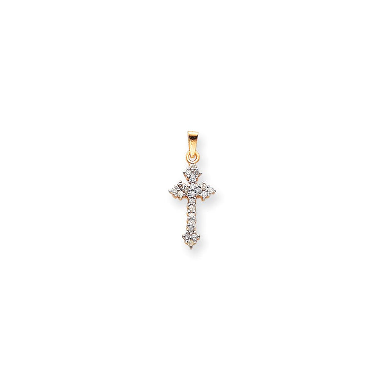14k and Rhodium Diamond Cross Pendant