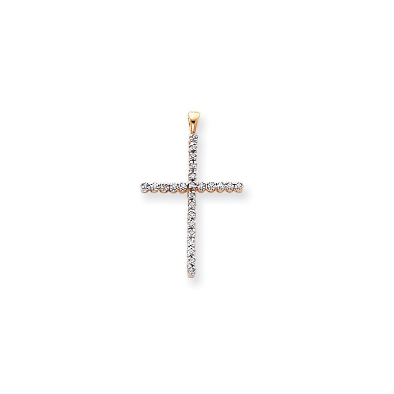 14k Yellow & Rhodium Gold & Rhodium Diamond Cross Pendant