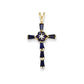 14k Yellow Gold Diamond & Sapphire Cross Pendant