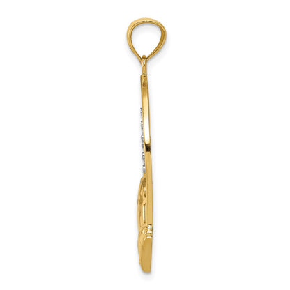 14k and Rhodium Praying Hands Pendant