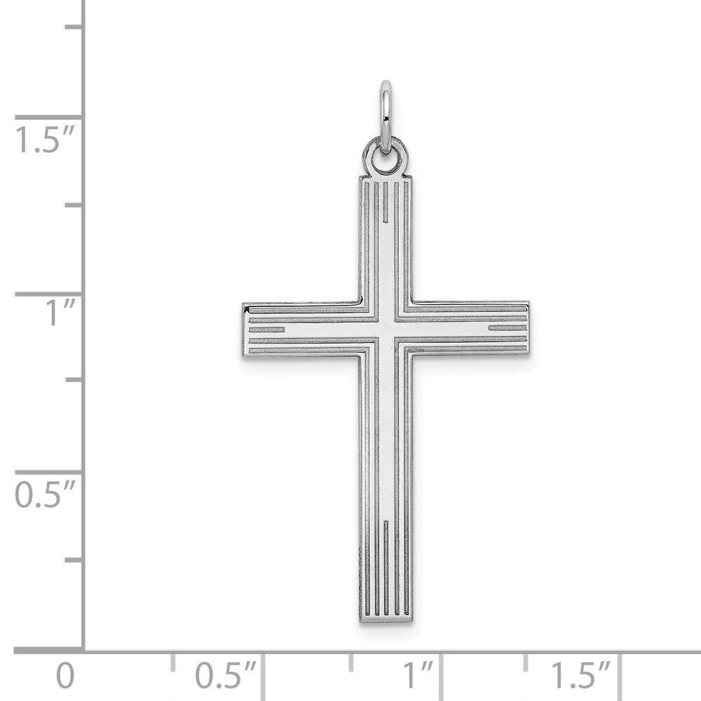 14k White Gold Laser Designed Cross Pendant
