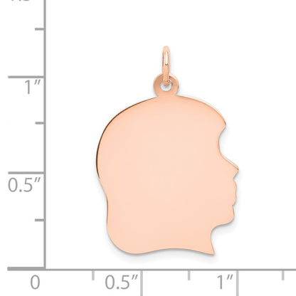 14k Rose Gold Rose Plain Large.018 Gauge Facing Right Engraveable Girl Head Charm
